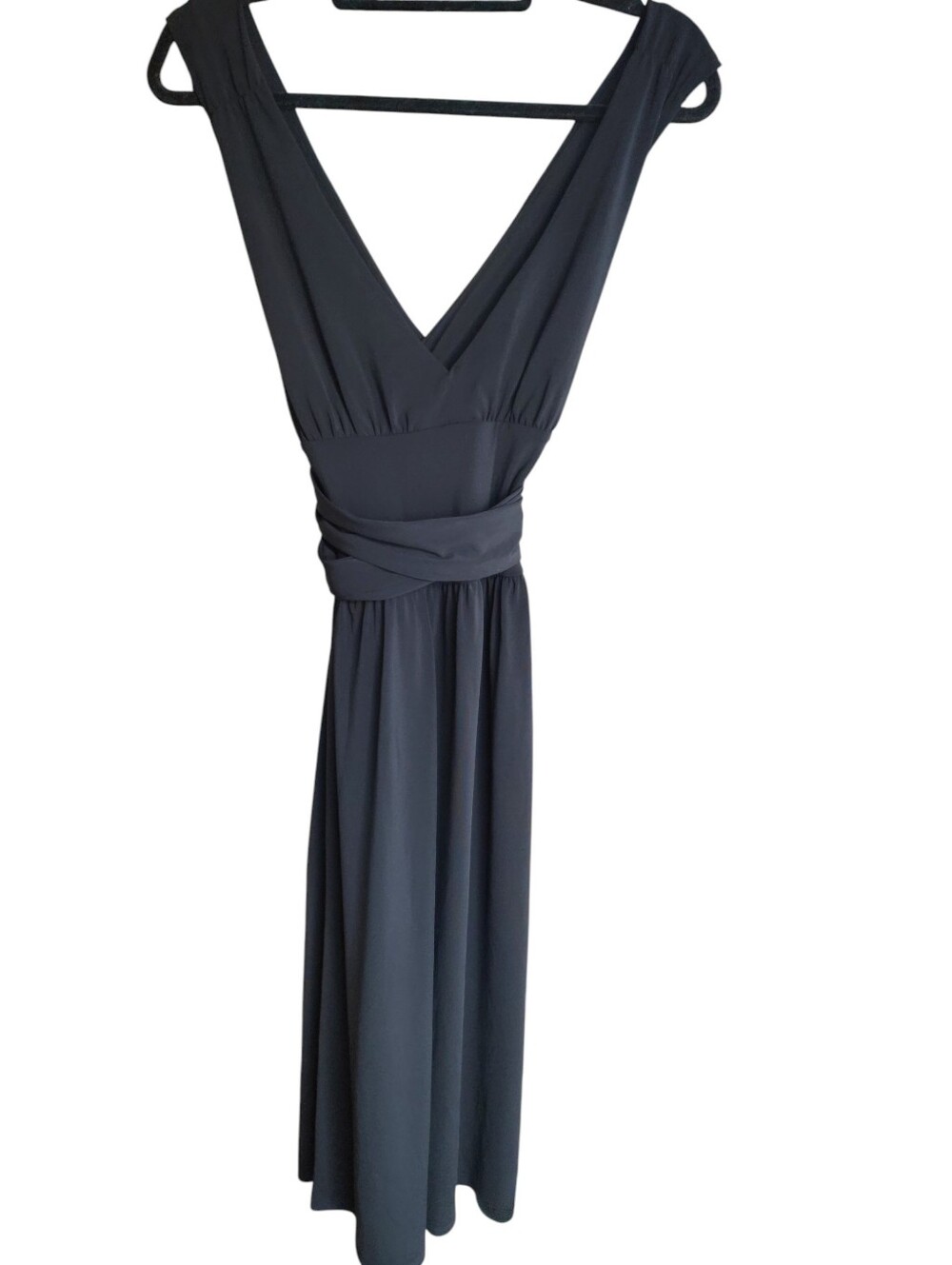 To the Max Black V-Neck Midi Dress with Front Crisscross And Back Crisscross